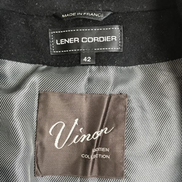 USED/LENER CORDIER Cashmere Wool Coat Women’s L-XL Navy France/Japan