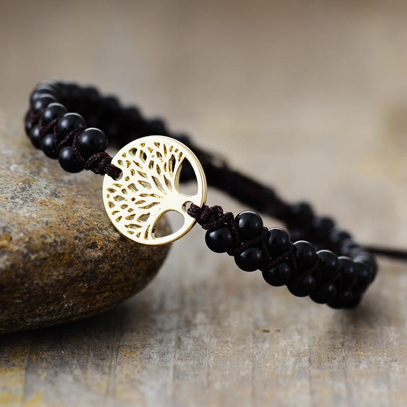 Tree of Life African Pine Natural Stone Beaded Handwoven Yoga Friendship Lover Bracelet