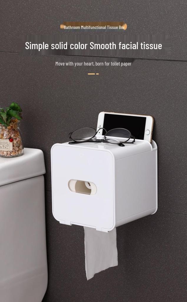 Waterproof No-Punch Toilet Paper Storage Rack and Towel Holder