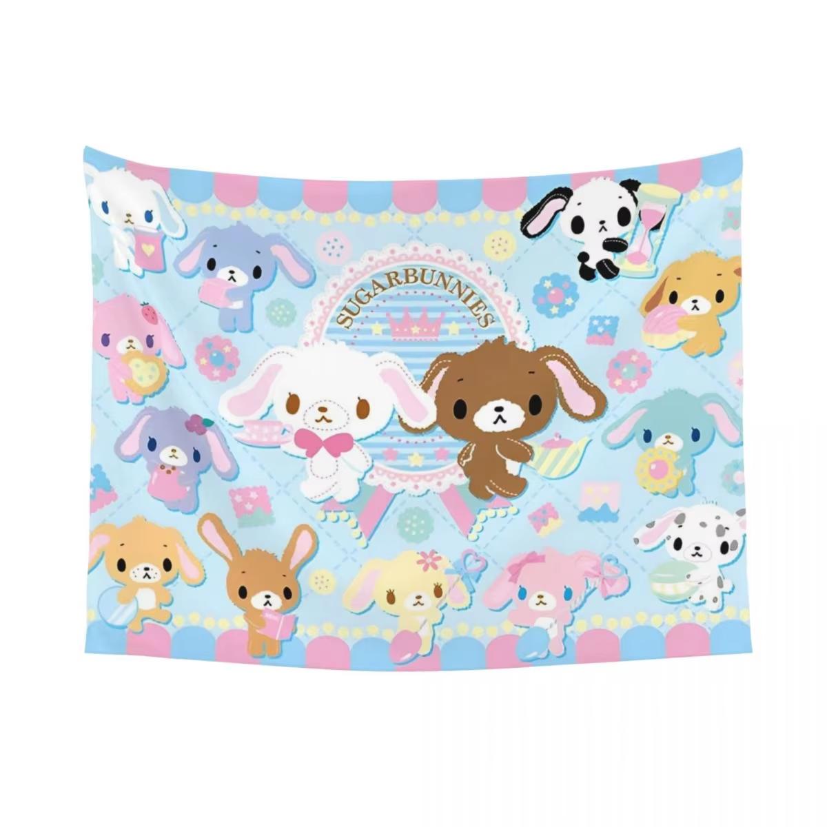 S-Sugarbunnies Anime Print Large Tapestry Wall Hanging Hippie Wall Tapestry Kawaii Cartoon Decor Living Room Bedroom Home Decor 40X60CM