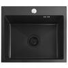 Single-bowl Black Matte Inset Sink Leo 50cm Black Matt