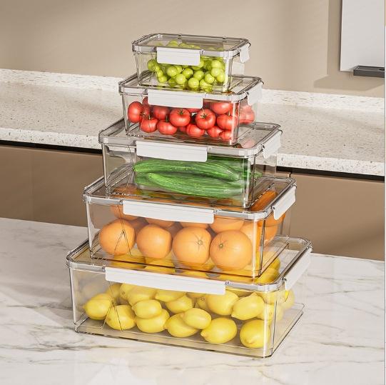 Fresh-keeping Refrigerator Household Rectangular Thickened Sealed Plastic Sealed Fresh-keeping Box Vegetable and Fruit Storage Box