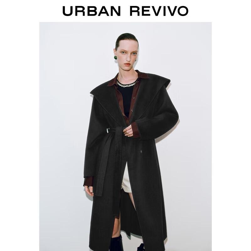 UR 2025 Autumn Women s Old Money Style Belted Hooded Coat XS