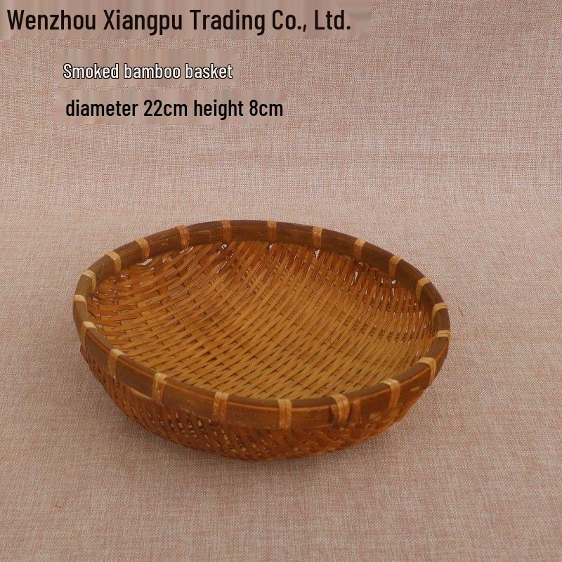 Bamboo Woven Winnowing Basket for Steamed Buns, Rice, Vegetables, and Fruits