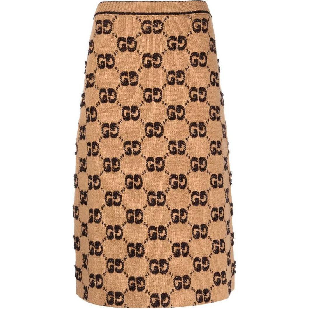 GUCCI Gg Jacquard A-Line Knit Skirt
