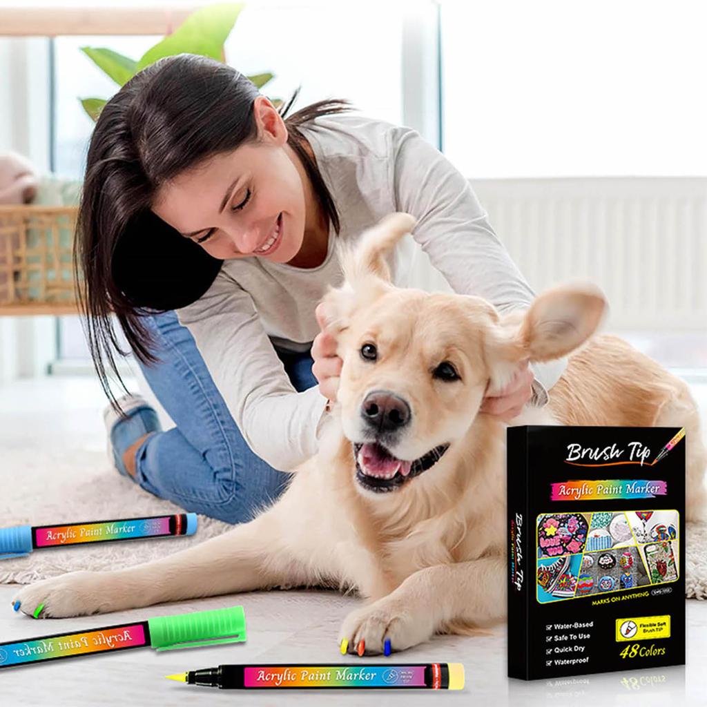 12 Colors Washable Pet Nail Coloring Marker Pens for Dogs Cats Nail Art Pens Kitten Nail Grooming Brush Set Pet Supplies