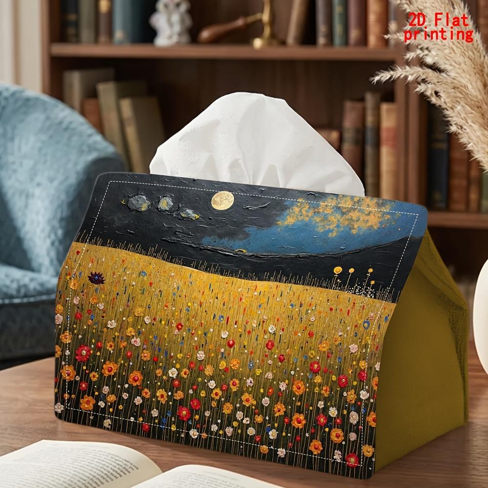 1pc Night Sky Flower Tissue Box with Napkin Dispenser - Reusable Suitable for for & Office, Modern Tabletop Storage for Tissues, Decorative Centerpiec
