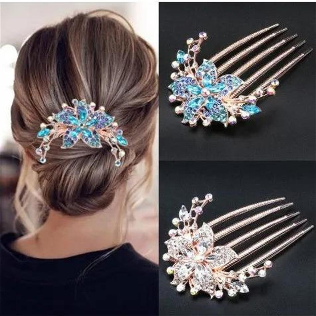 Alloy Diamond-studded Hair Comb Five-tooth Comb Hair Clip Ponytail Hair Fork