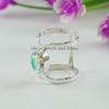 Oval Angel Aura Quartz Ring, 925 Sterling Silver, Handmade Double Chevron Band