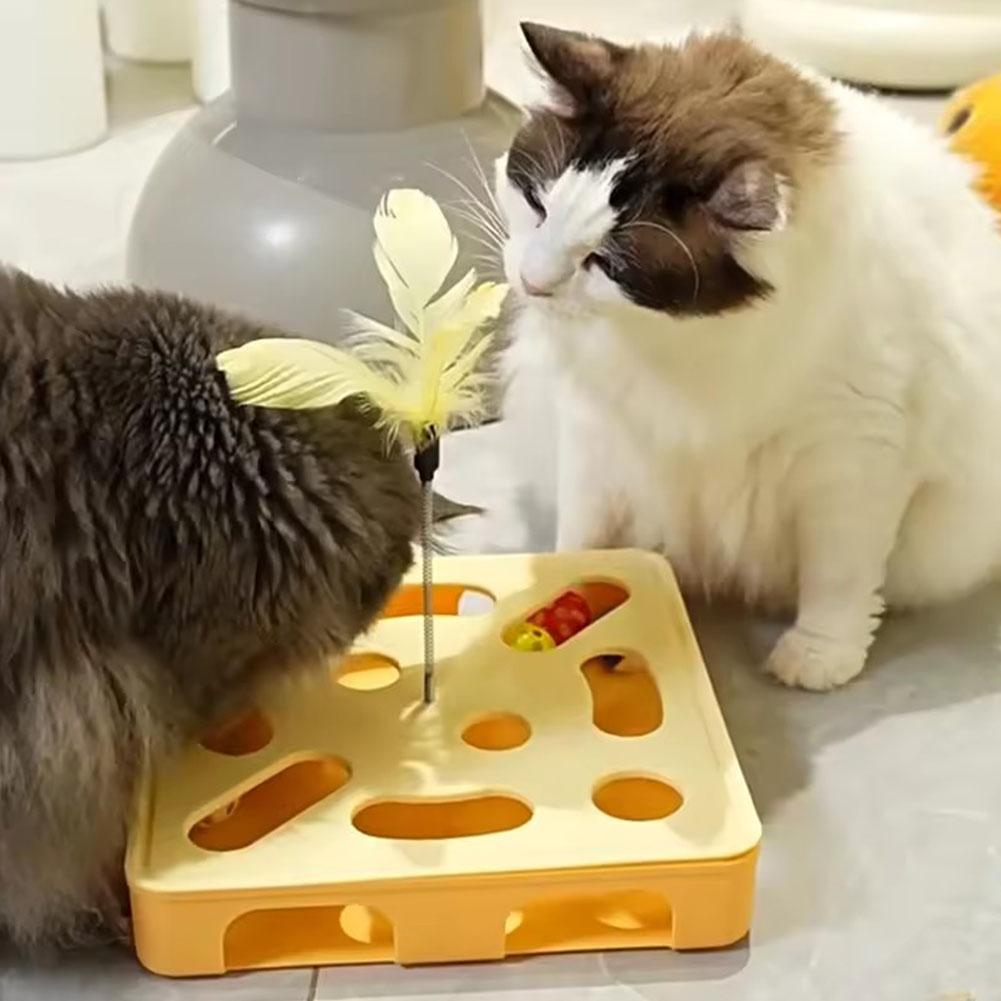 Self-Amusing Feather Bell Teaser - Interactive Kitten Puzzle Maze Puzzle Toy for Boredom Relief, Pet Plaything