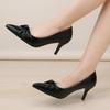 Fashion 2025 New Classy Women's High Heels Fashion Bow Pointed-toe Pumps  Mid Heel Office Lady Slip-on Work Shoes  Stiletto Heels