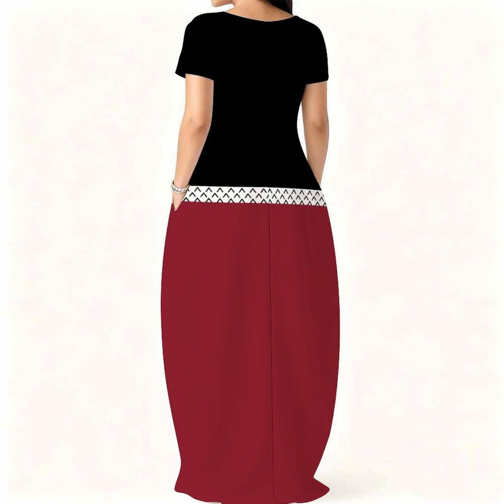 Ladies Plus Size Short Sleeve Crew Neck Dress Summer Soft Daily Tunic