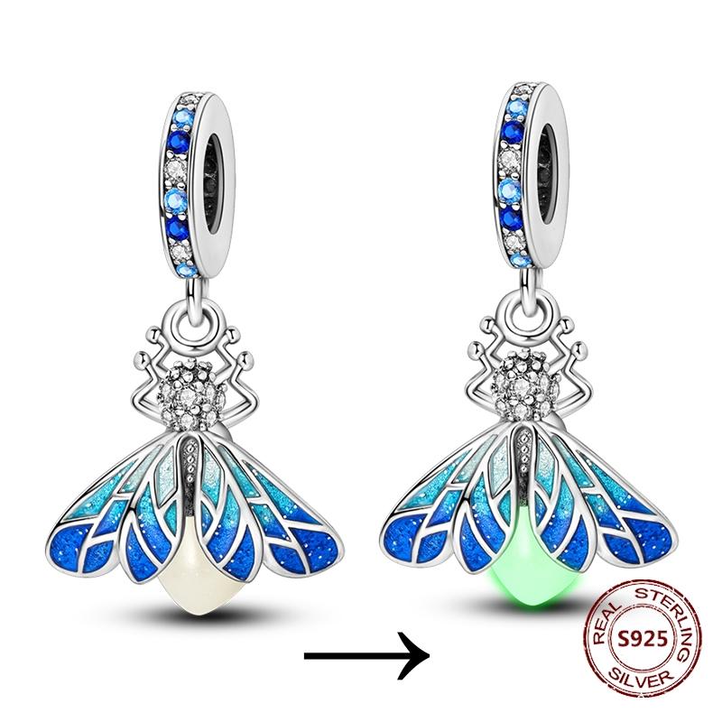 Butterfly Charm copper Authentic Pink Blue Zircon Fly Butterflies Safety Chain Clip Charm Bead Charms Compatible With Bracelets Do It Yourself Jewelle