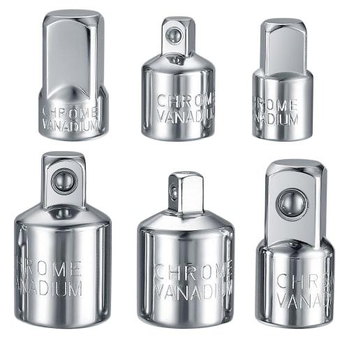 6-Piece Socket Adapter Set, Ratchet Adapter, Square Ratchet, 1/2-Inch to 3/8-Inch to 1/4-Inch Drive, Drive Angles Converter, Reducer Converter for Aut