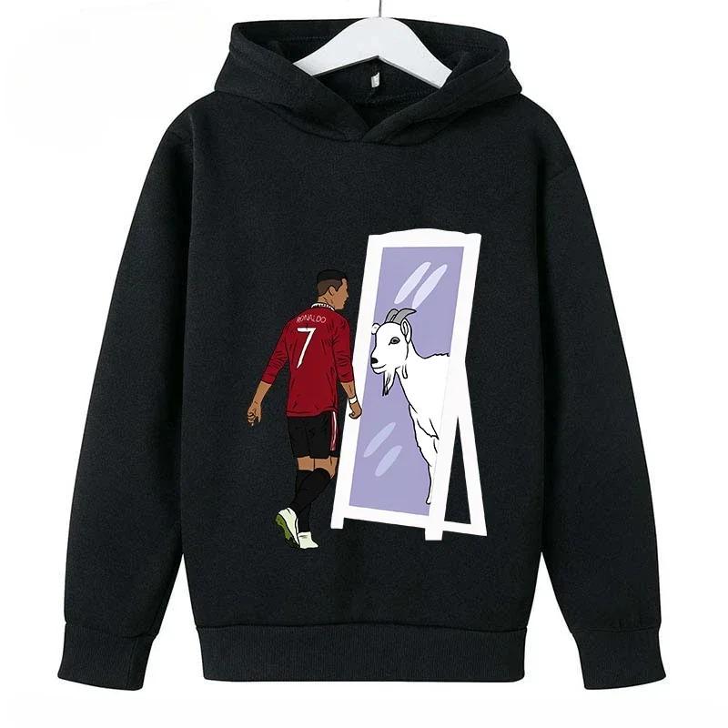 Frühling Herbst Lässiger Kinder-Hoodie Sport-Sweatshirt für Jungen und Mädchen Ronaldo Aufdruck Mode Kinder Pullover Top