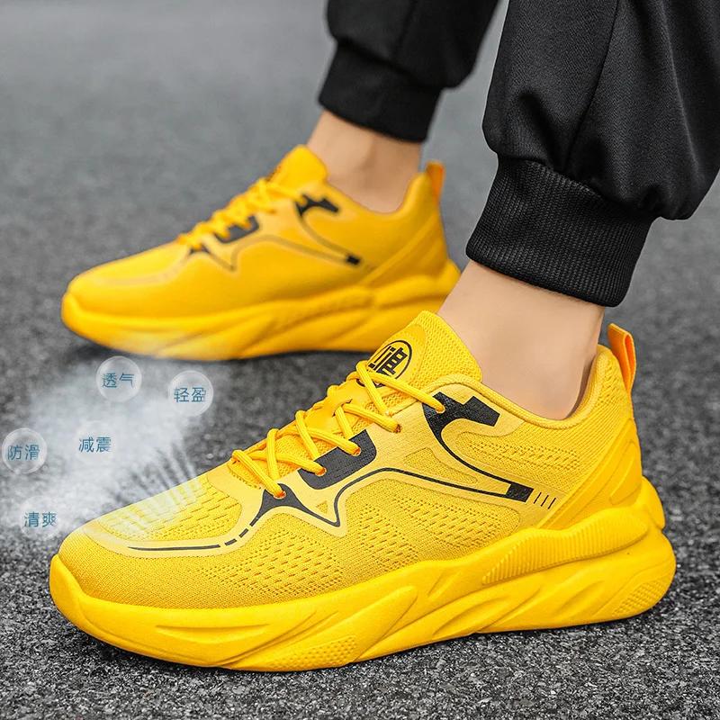 Neue Mode für Herren Gelb Casual Sneakers 2024 Plattform Mesh Sneakers Männer Training Jogging Schuhe Designer Sport Sportschuhe Männer