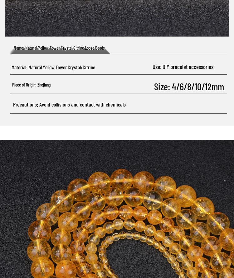 Natural Yellow Citrine Crystal Beads for Handmade DIY Bracelets & Necklaces