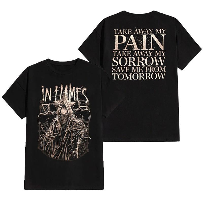 In Flames - Loose Retro Men s Pure Polyester Short-Sleeved T-Shirt for Summer in Swedish Melodic Metal Rock Style 3XL