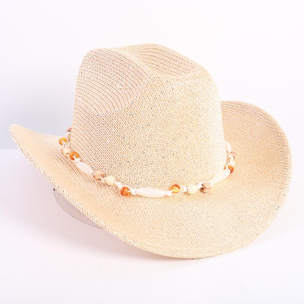 Popular European and American classic western denim straw hat, men's and women's fashion outdoor sunscreen sequined straw hat