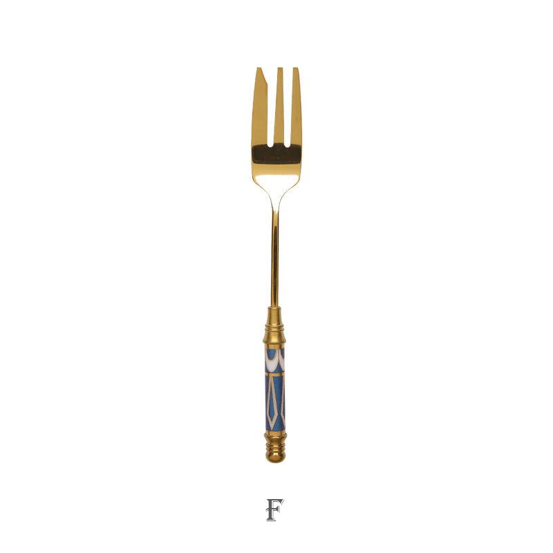 Stainless Steel Gold Cake Fork Dessert Forks Fruit Fork Ceramic Long Handle Used For Pastry in Party Snail Forks Restaurant