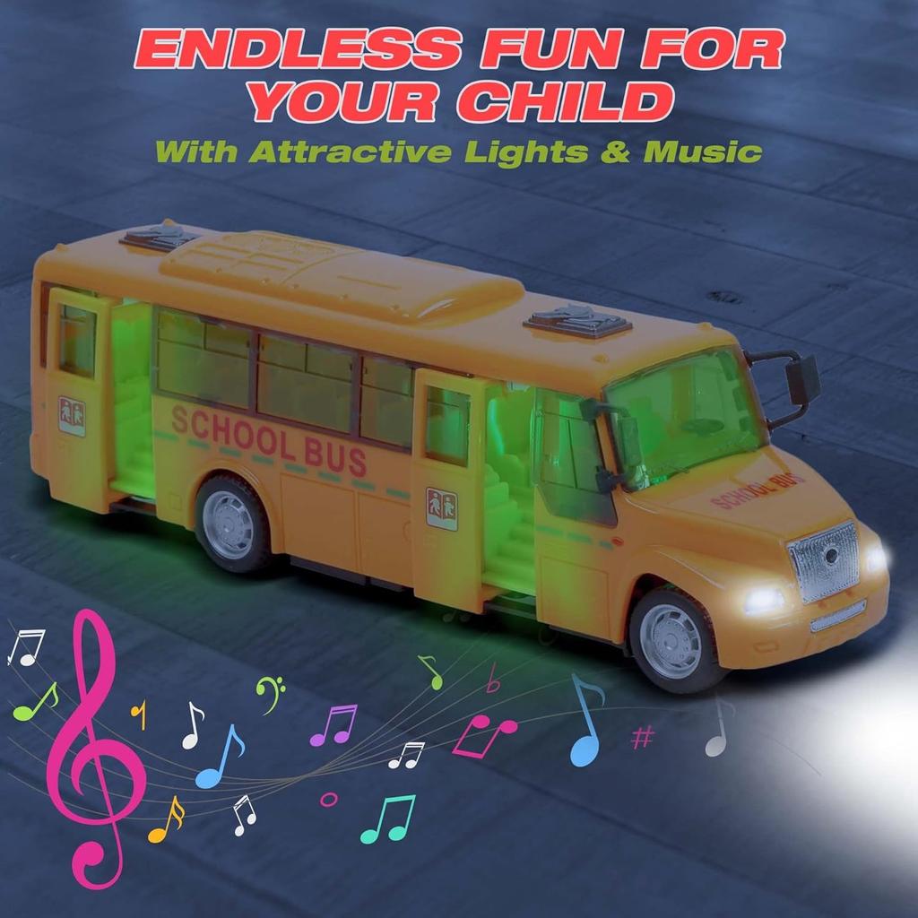 1/32 Model School Bus, Casting Alloy Openable Door Toy Car with Lights Sounds Fuel System Parts for Boy Girl Combustion Engines Parts