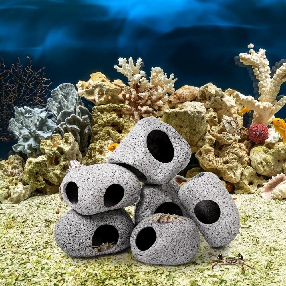 Purple Clay Aquarium Hideaway Rock Simulation Crafts Natural Touch Fish Tank Ornament Landscaping Decoration Fish Tank Cave