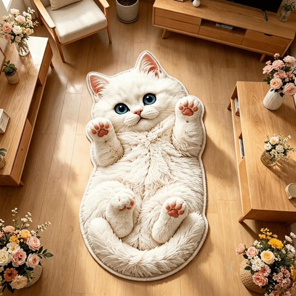 Non-Slip Cat-Shaped Area Rug Anti-fouling Cartoon Carpet Soft Home Decor Carpet  Living Rooms