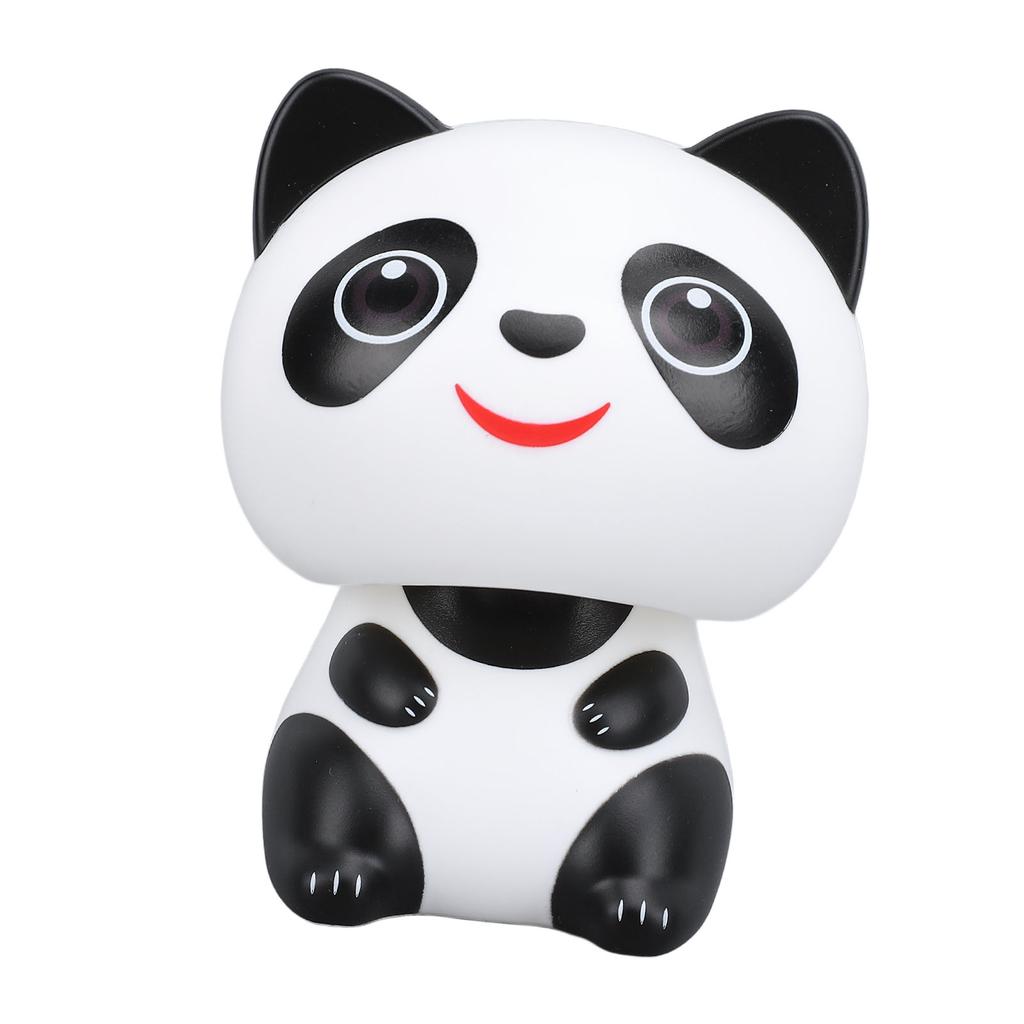 Solar Powered Nodding Panda Figurine ABS Light Sensing Cute Smiling Panda Car Dashboard Ornament for