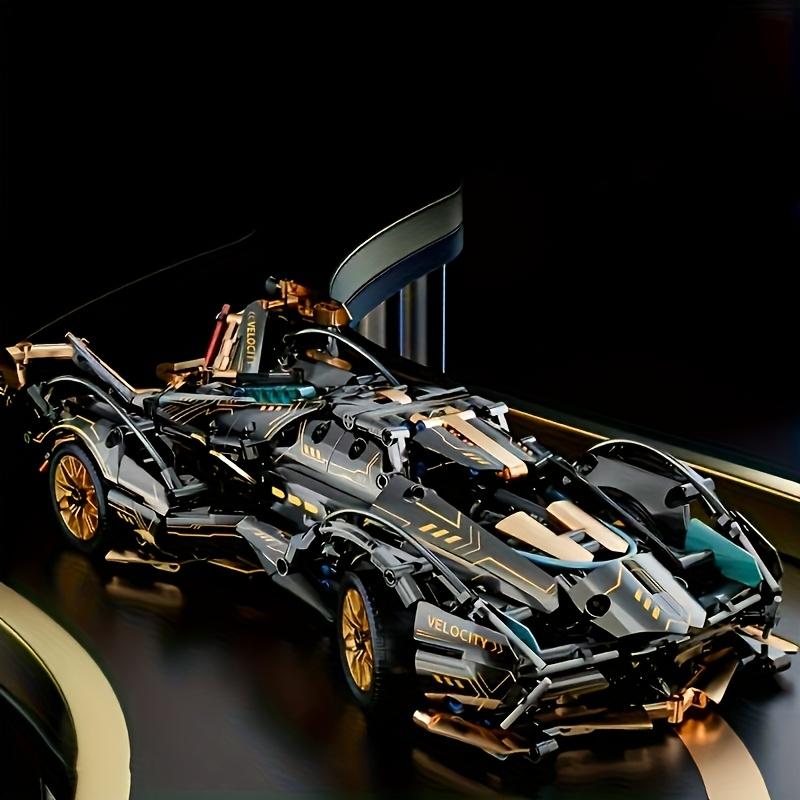 Limited Edition Super Sports Car Model Kit - Stylish Black and Golden, Mechanical Assembly, High-Quality ABS Plastic, Stackable Vehicle Set