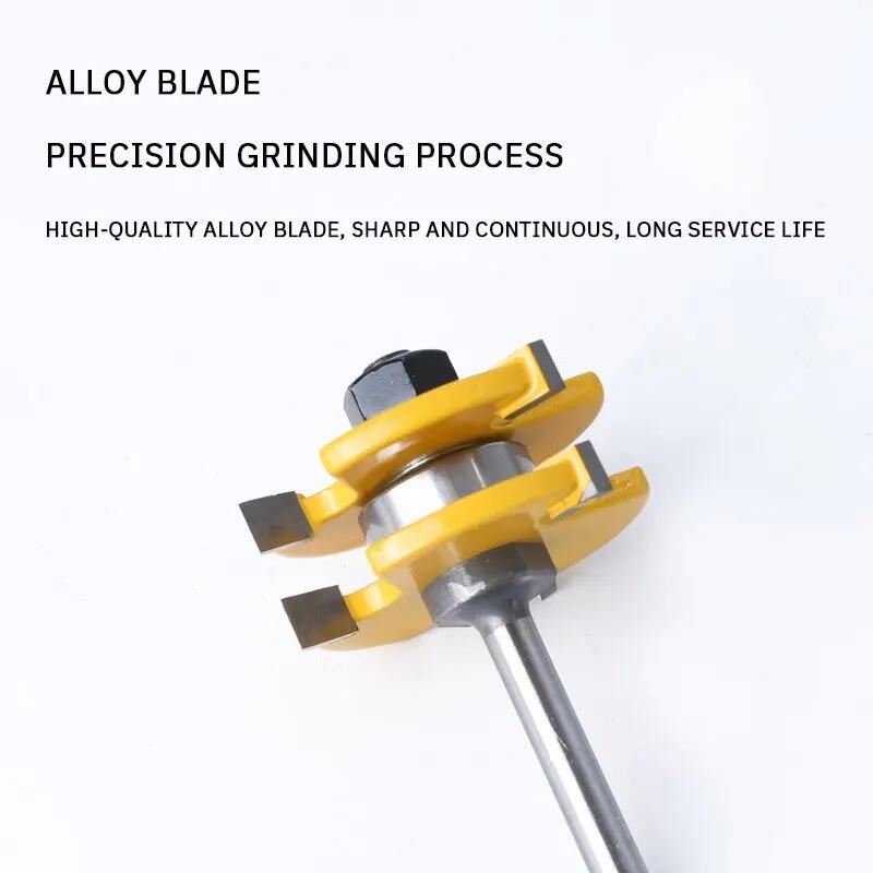 2 STÜCKE Holzbearbeitung T-Nut Fräser 3 Zähne T-förmige Zapfen Vierkantzahn Bodenverbindungs Messer Schnitzmesser Schneidwerkzeuge