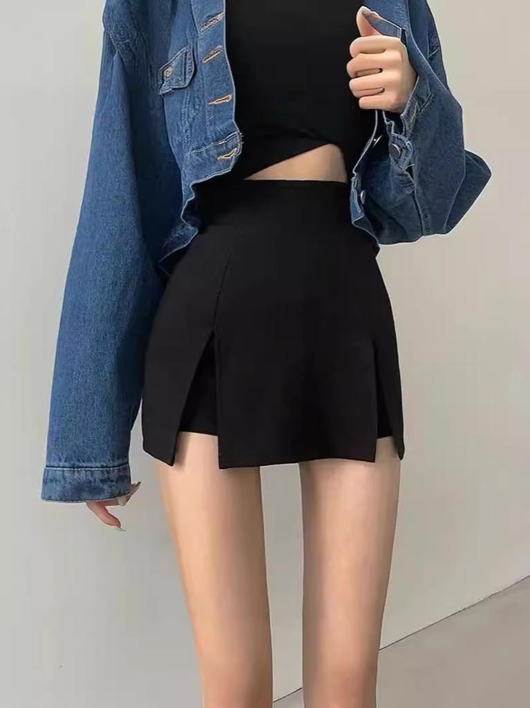 Half-length culottes female royal sister wind high waist hip-wrapped split A-shaped skirt summer hot girls sexy casual hot pants