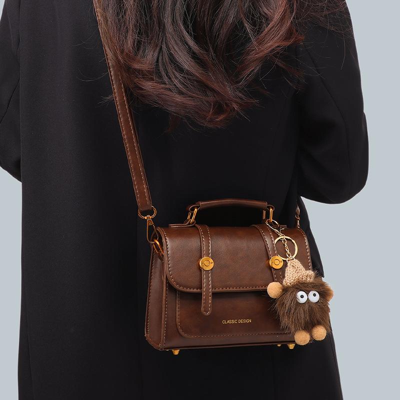 2025 New Autumn Genuine Leather Cambridge Bag Crossbody Women's Bag Fashionable High-end Small Handbag Small Square Bag