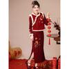 Velvet-Lined Red Cheongsam with Thickened Fabric: 2025 New Long-Sleeved Chinese Style Winter Dress