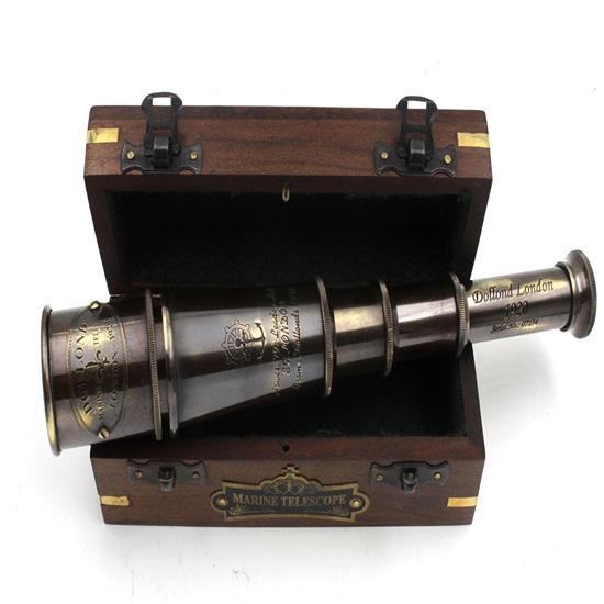 1920 Ship Captain's Working Telescope Brass Made Spyglass With Wooden Box Pirate's Instrument Brass Maritime Instruments Best Gift