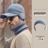 Cappello in Lana Lavorata a Maglia Spessa con Visiera Tipo Duckbill da Uomo Nero - Caldo, Circonferenza Larga, Cappello Autunno/Inverno