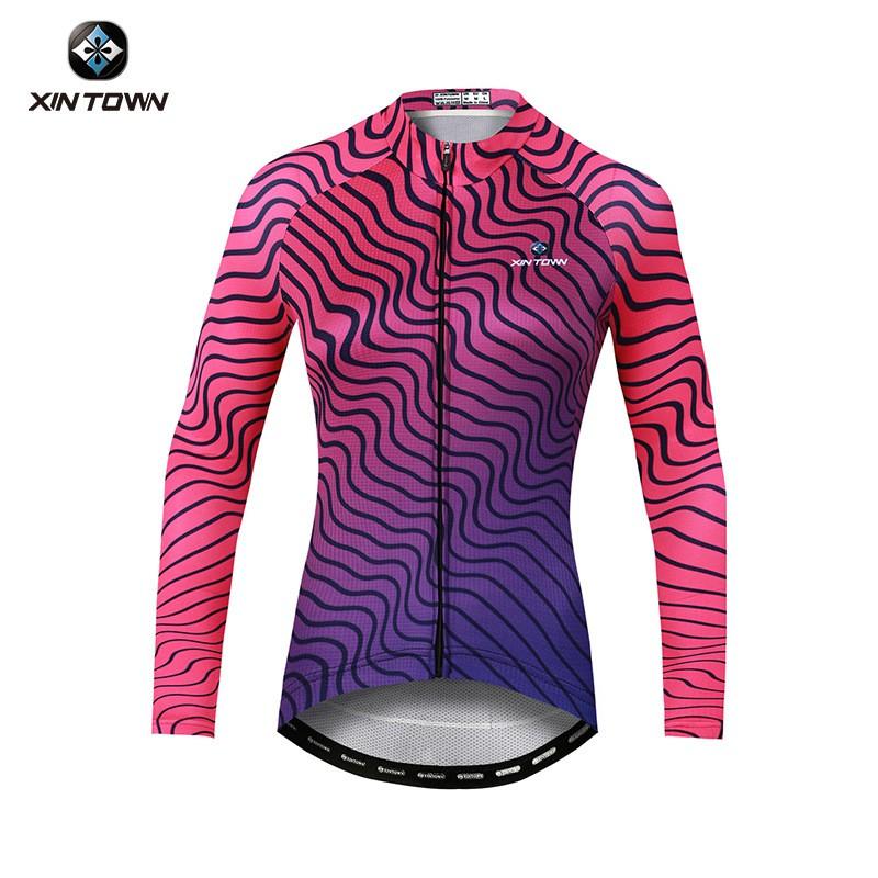XINTOWN Womens Cycling Jersey Long Sleeve Top Road Bike Riding Moisture Wicking Biking Shirt