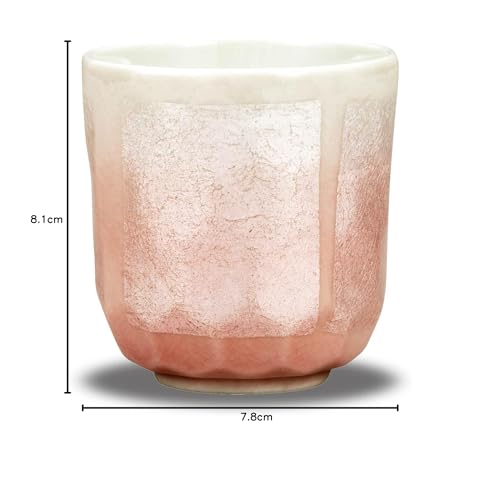 Stilvolle Kutani-Ware Teetasse mit silberner Glasur, rosa, perfekt zum Feiern Ihres 60. Geburtstags. Hergestellt in Japan.