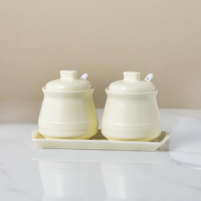 

Japan Creative Solid Color Seasoning Jar Set Ceramic Salt Pepper Shakers Sugar MSG Storage Bottle Home Kitchen Cooking Supplies
