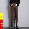 Coffee Brown Women's High-Waisted Velvet-Lined Loose Jeans - Winter 2025 Harajuku Style Trousers