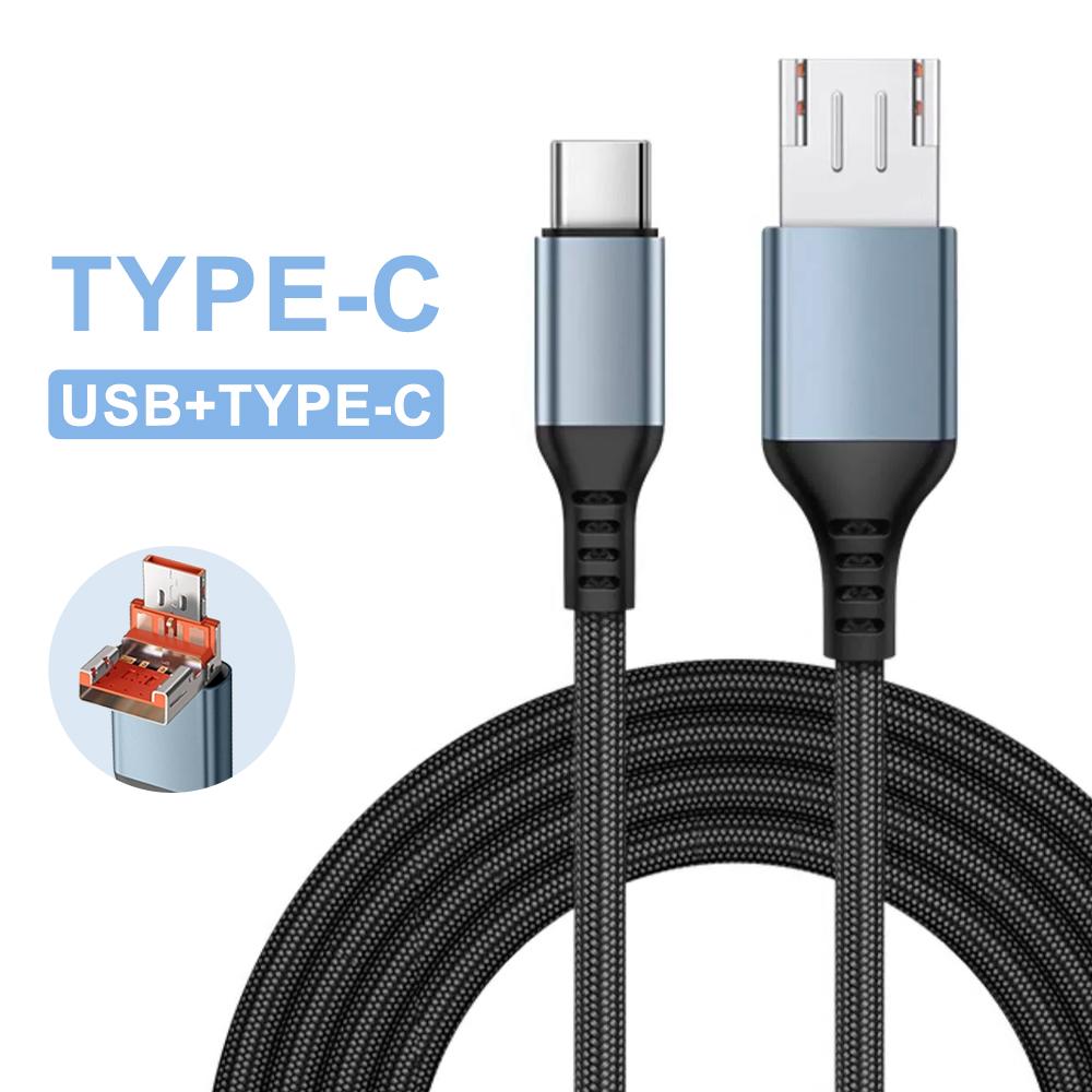

Fonken USB To Type C 2 в 1, откидная крышка, кабель для быстрой зарядки, тип C PD, 65 Вт, сверхбыстрая зарядка, IOS PD, 20 Вт, кабель для зарядки данных USB+Type C to Type C Cable чёрный