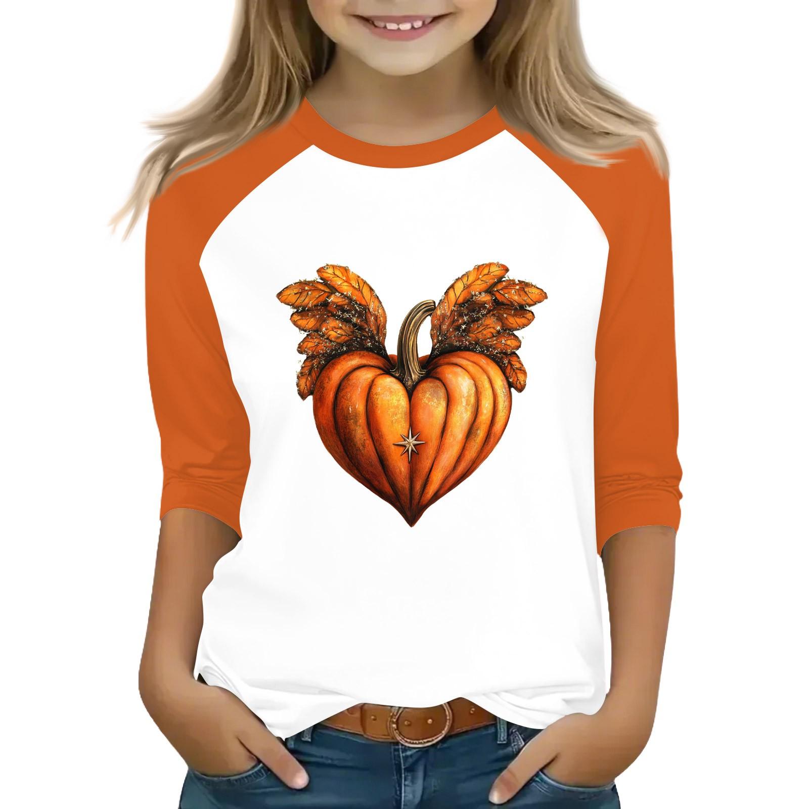 

Топы для девочек-подростков 4-16 лет, футболки с круглым вырезом и рукавами 3/4, модные топы, нарядные футболки на Хэллоуин 110