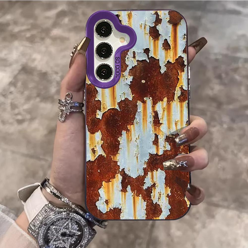 Peeling Paint Rust Print Phone Case For Samsung Galaxy S26 Ultra S25 S24 S23 S22 PLUS FE A56 A55 A54 A53 IMD Shockproof Cover