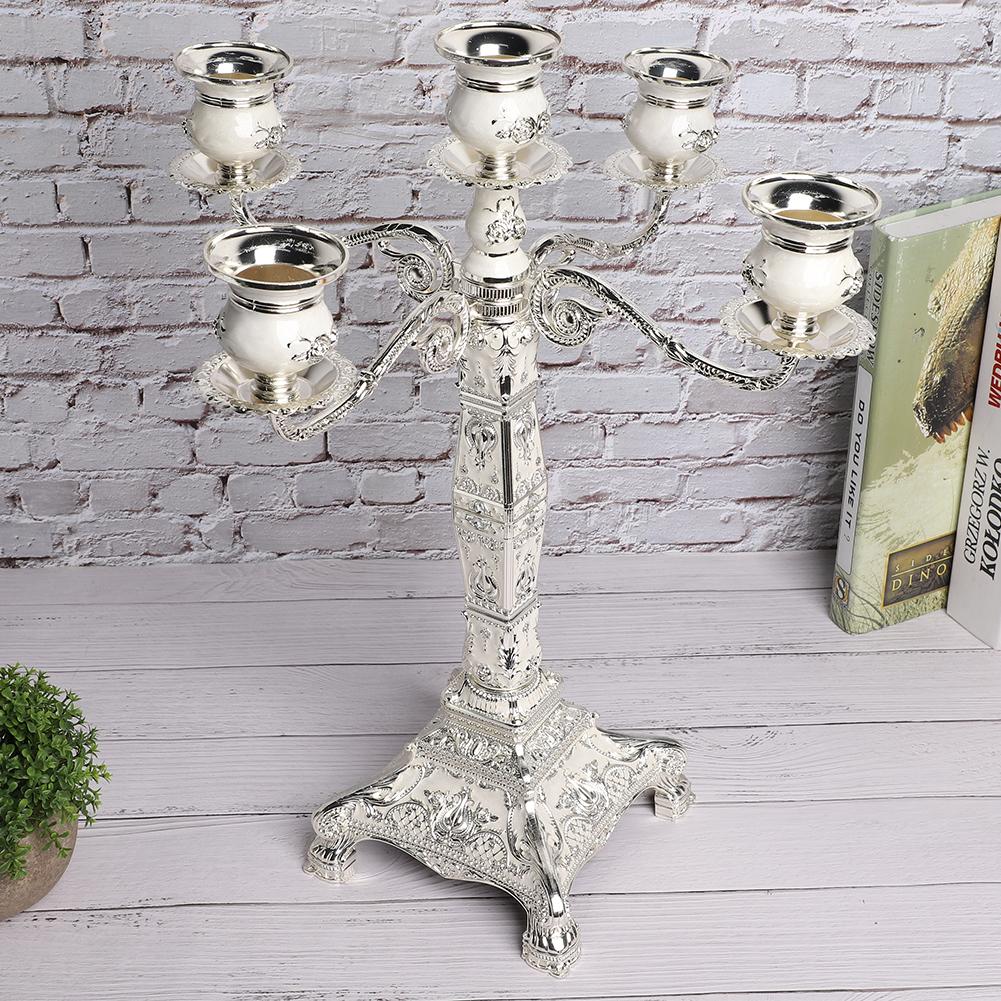 European Vintage Home Candelabra Embossed Candle Holder Dinner Table Wedding Ornaments
