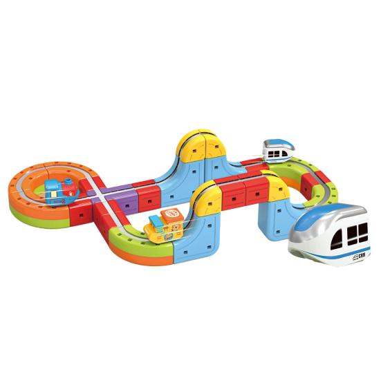 Yousheng 8/18/26/32/38Pcs/Set Magnetic Train Track Set DIY Race Car Cube Rail Building Kit Toddlers Boys Girls Gravity-Defying Electric Train STEM Toy