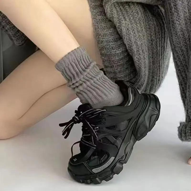 1/3 Pairs Fashion Cool Lolita Woman Cute Warm Socks Set Female Lady Autumn Winter Knitted Long Black White Socks For Women Sport