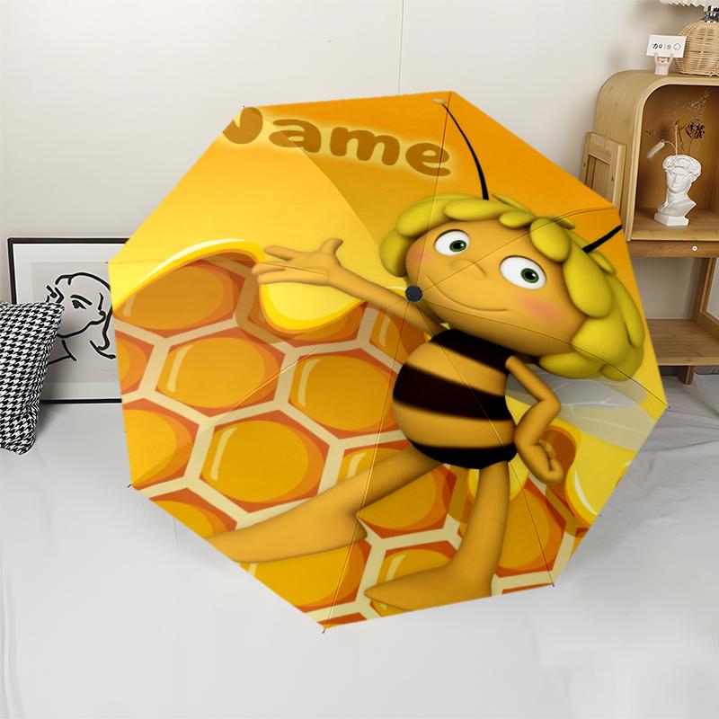 Custom Name Maya the bee Theme Automatic Umbrella, Lightweight & Portable, 8 Rib, Perfect for Outdoor Travel, Birthdays, Christmas, Gifts.