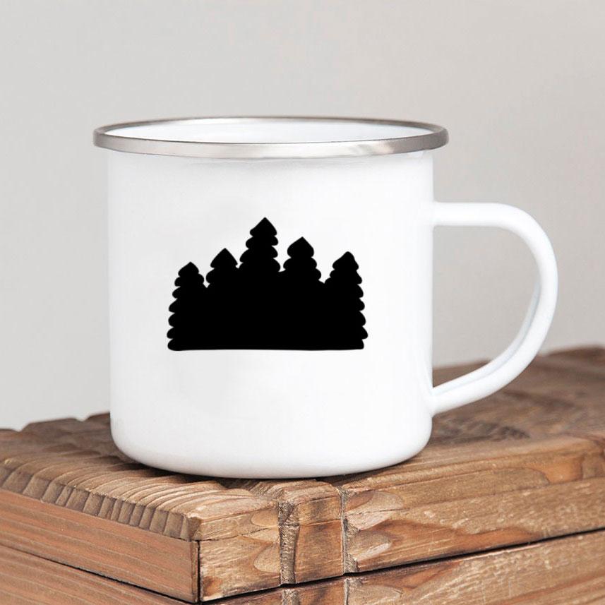 Caneca de café esmaltada Forest Camp Adventure Together Camping Cup Ideia de presente para campista Canecas de fogueira ao ar livre Festival ao ar livre Viagem