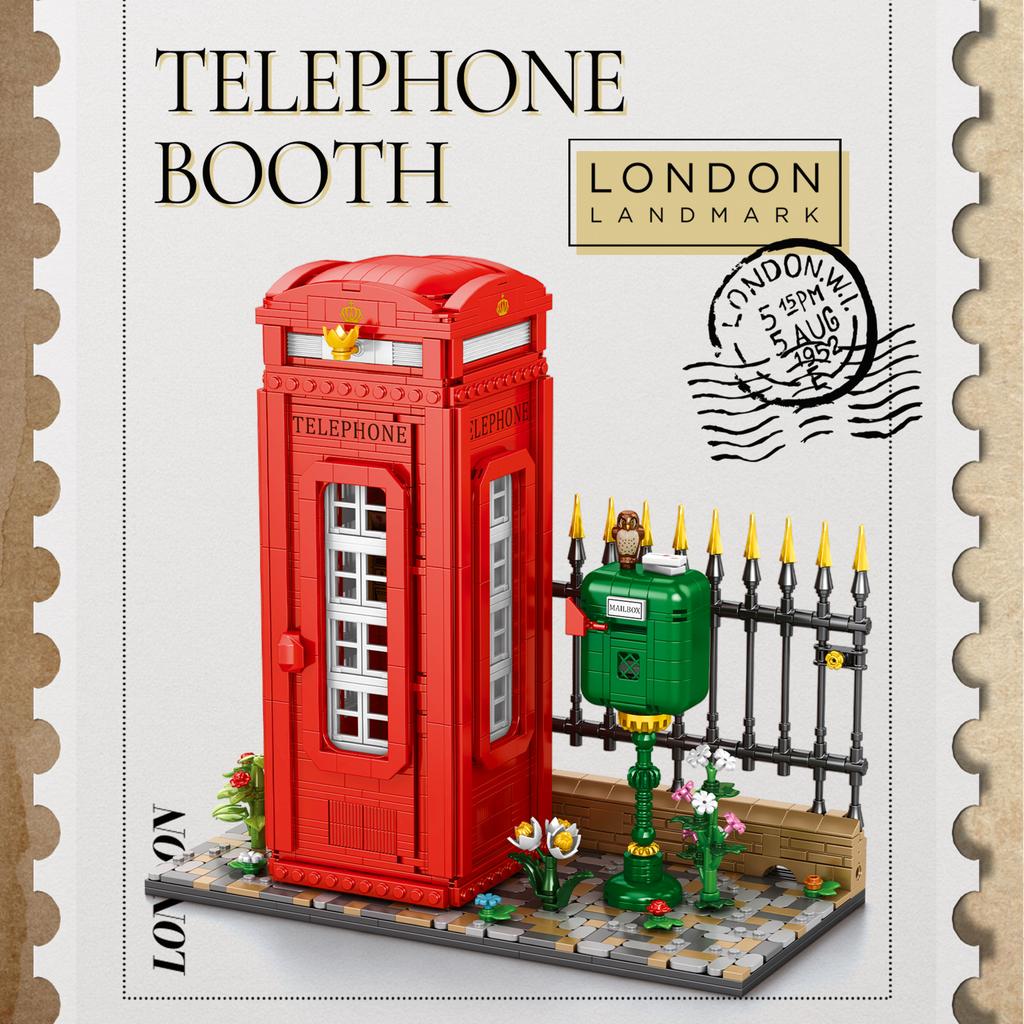 1707Pcs British Telephone Booth Building Blocks Set With Lights, Model Assembly, Desktop Ornament, Diy Toy, Birthday Gift