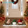 2D Flat Christmas Gnome Dwarf Door Mat, Winter Snowflake Little Dwarf Star Holiday Decor Absorbent Non-Slip Foot Pad, Entrance Doorway Living Room Fro