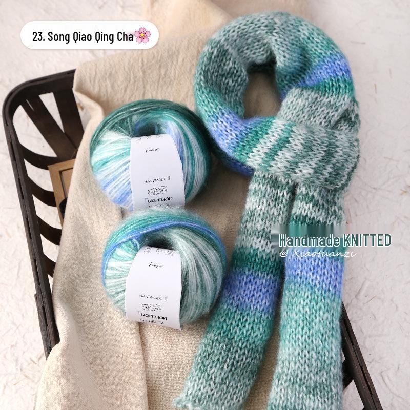 Silk Gradient Rainbow Mohair Yarn Pack for Hand-knitted Scarf/Shawl